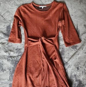Knit tie up mini dress